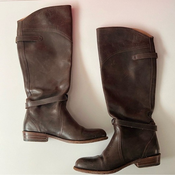 Frye Durado Lug Leather Knee High Tall Riding Boots Dark Brown Shoes Size 7 - Picture 5 of 9